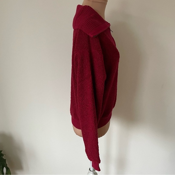 Anthropologie Dolan Left Coast Sherpa Quarter-Zip Pullover Red Sweater NWT Sz S - Picture 8 of 12